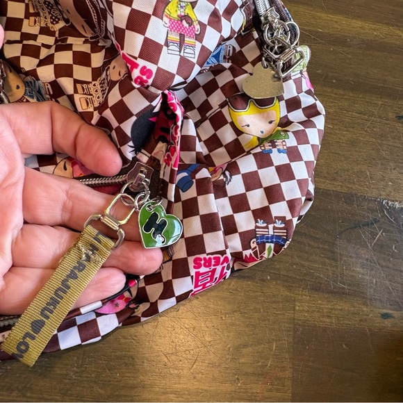 Harajuku Lovers Rare Y2K Graphic Tote Duffle Bag Checkered Green Dolls Flawed - Picture 8 of 11